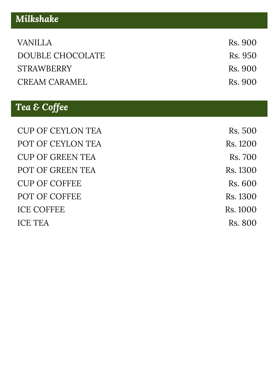 Soft Drinks and tea